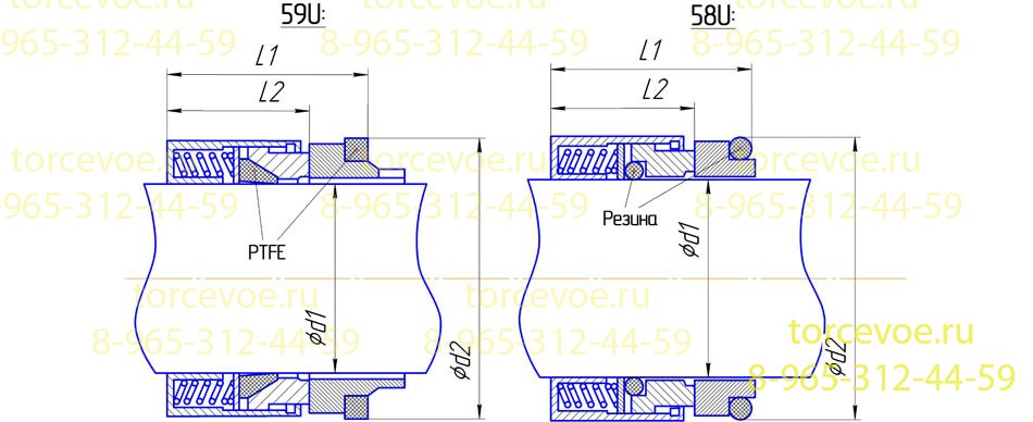 Схема торцевого уплотнения BS 58U/59U-16